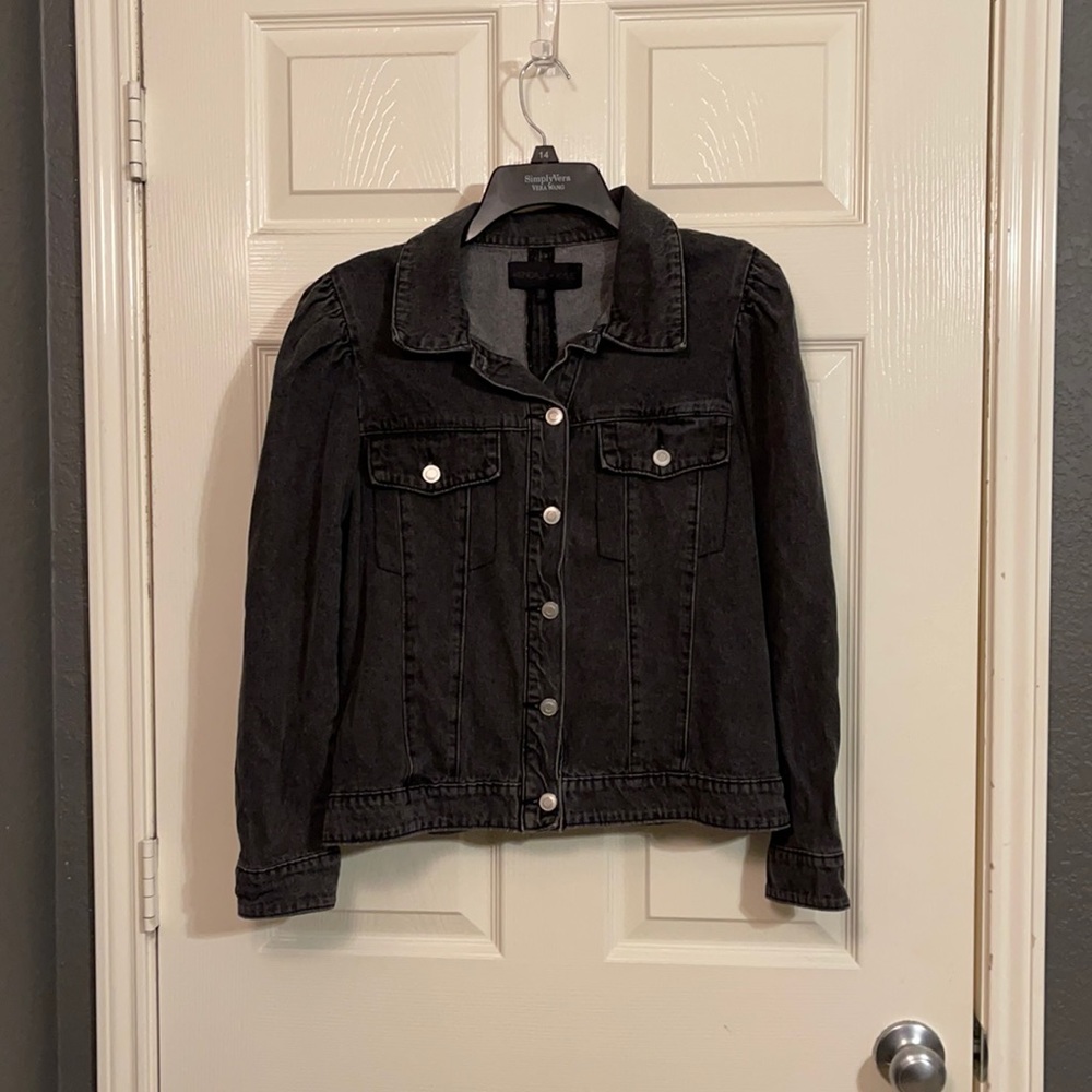 Black distressed jean jacket